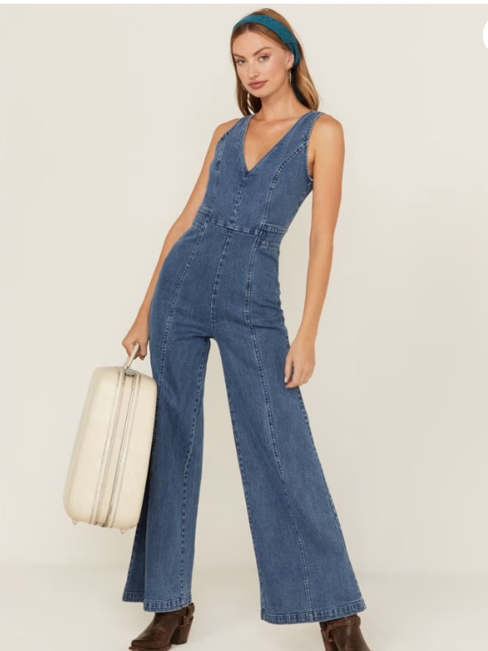 Flying Tomato Blue Denim Wide-Leg Jumpsuit
